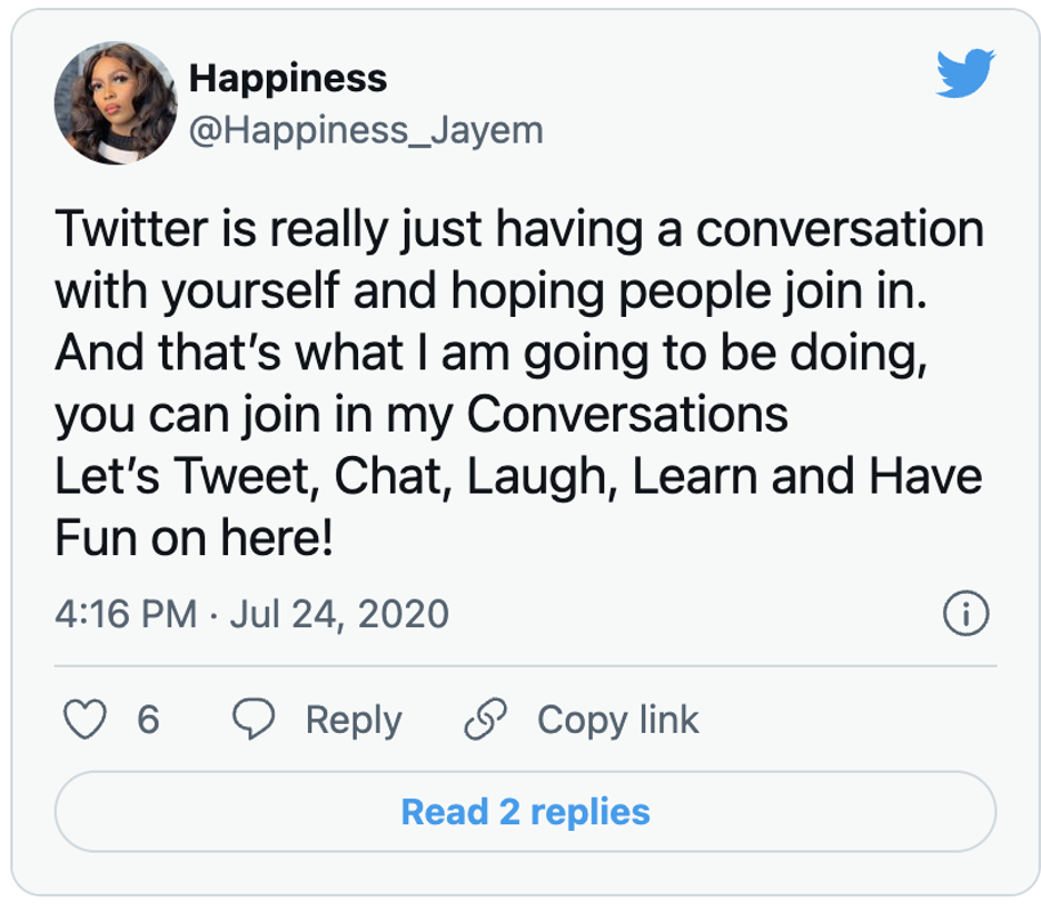 example of twitter user doing native advertising for twitter